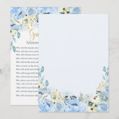 Blue Floral Guess Wie Baby shower Games Kaart (Voorkant / Achterkant)