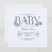 Blue Floral Hallo Baby - Shower Invitation (Voorkant / Achterkant)