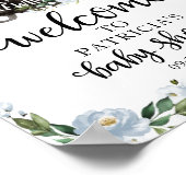 Blue Floral Halloween Baby shower Welcome Sign Poster (Hoek)