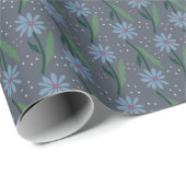 Blue Floral Hand Drawn Retro Cadeaupapier (Rol Hoek)