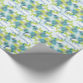 Blue Floral Happy Birthday Gift Wrap Cadeaupapier (Hoek)