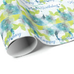 Blue Floral Happy Birthday Gift Wrap Cadeaupapier<br><div class="desc">Het verpakken van document getoond met een Blauwe & Groene van de Lente multicolor druk over Witte achtergrond. De tekst in coördinerende kleur leest "Happy Birthday". Creëer op glanzend papier, maar u kunt een papieren keuze kiezen. Pas dit object aan of koop zoals het is. Zie ook de coördinatie van...</div>