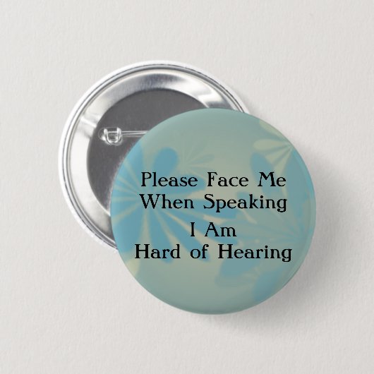 Blue Floral Hard Hearing Button (Voorkant /achterkant)