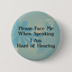 Blue Floral Hard Hearing Button