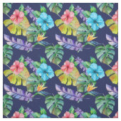 Blue Floral Hawaiian Stof (Swatch)