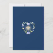 Blue Floral Heart Lijst Cross Boy bevestiging Kaart (Achterkant)