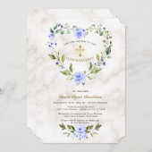 Blue Floral Heart Lijst Marble Boy Bevestiging Kaart (Voorkant / Achterkant)