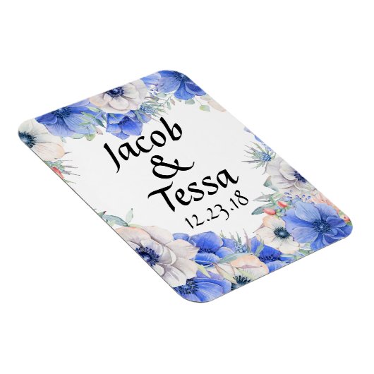 Blue Floral Heart, speciaal gepersonaliseerd Magneet (Rechterzijde)