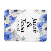 Blue Floral Heart, speciaal gepersonaliseerd Magneet (Horizontaal)