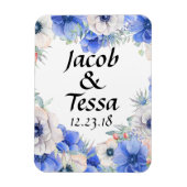Blue Floral Heart, speciaal gepersonaliseerd Magneet (Verticaal)