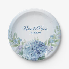 Blue Floral Herbal Dusty Vintage Wedding Party Papieren Bordje