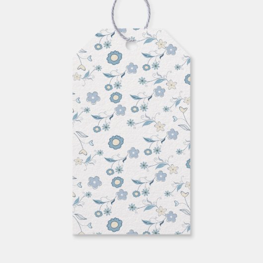 Blue Floral Het is een  Baby shower voor jongens Cadeaulabel (Achterkant)