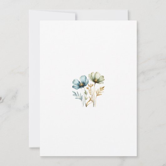 Blue Floral Het is een Jongen Baby shower Invitati Kaart (Achterkant)