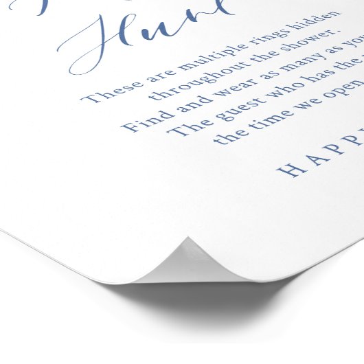 Blue Floral Het Ring Spel Vrijgezellenfeest Spel Poster (Hoek)