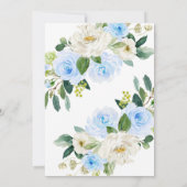 Blue Floral Highland Koe Baby shower Invite Kaart (Achterkant)