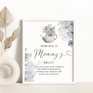Blue Floral hoe groot is mama's buik spel poster