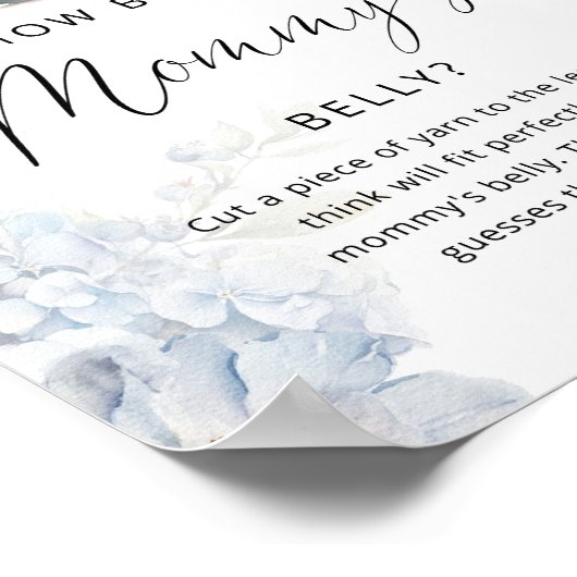 Blue Floral hoe groot is mama's buik spel poster (Hoek)