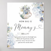 Blue Floral hoe groot is mama's buik spel poster (Voorkant)