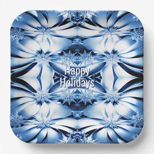 Blue Floral Holiday Christmas Paper Bord (Voorkant)