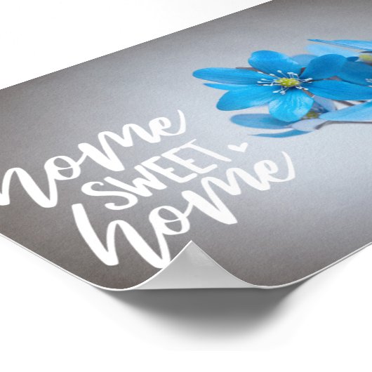 Blue Floral Home Sweet Home Poster (Hoek)
