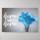 Blue Floral Home Sweet Home Poster (Voorkant)
