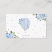 Blue Floral Hot Air Ballon Recept voor Bruid To Be Informatiekaartje (Achterkant)