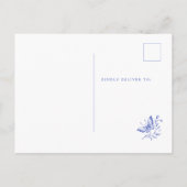  Blue Floral House Nieuw Adresaankondiging Briefkaart (Achterkant)