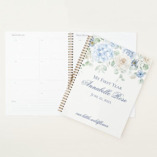 Blue Floral Hydrangea Botanical Mijn eerste jaar Planner (Display)