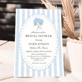 Blue Floral Hydrangea Bridal Shower Invitation Kaart