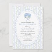 Blue Floral Hydrangea Bridal Shower Invitation Kaart (Voorkant)