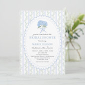 Blue Floral Hydrangea Bridal Shower Invitation Kaart (Staand voorkant)