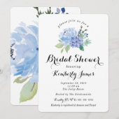 Blue Floral Hydrangea Bridal Shower Uitnodiging (Voorkant / Achterkant)