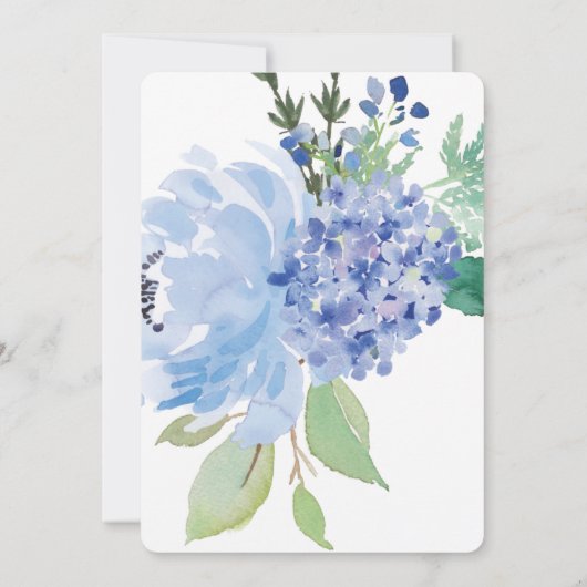 Blue Floral Hydrangea Bridal Shower Uitnodiging (Achterkant)