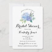 Blue Floral Hydrangea Bridal Shower Uitnodiging (Voorkant)