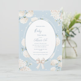 Blue Floral Hydrangea Elegant Baby Shower Kaart