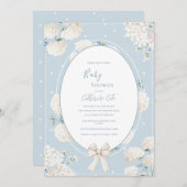 Blue Floral Hydrangea Elegant Baby Shower Kaart (Voorkant / Achterkant)