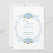 Blue Floral Hydrangea Elegant Baby Shower  Kaart (Voorkant)