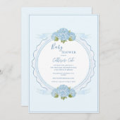 Blue Floral Hydrangea Elegant Baby Shower  Kaart (Voorkant / Achterkant)