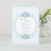 Blue Floral Hydrangea Elegant Bridal Shower  Kaart (Staand voorkant)