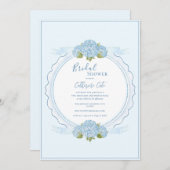 Blue Floral Hydrangea Elegant Bridal Shower  Kaart (Voorkant / Achterkant)