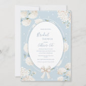 Blue Floral Hydrangea Elegant Bridal Shower Kaart (Voorkant)