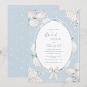 Blue Floral Hydrangea Elegant Bridal Shower Kaart (Voorkant / Achterkant)