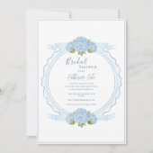 Blue Floral Hydrangea Elegant Bridal Shower  Kaart (Voorkant)
