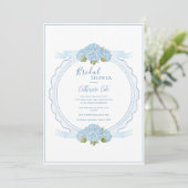 Blue Floral Hydrangea Elegant Bridal Shower  Kaart (Staand voorkant)
