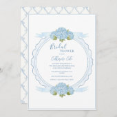 Blue Floral Hydrangea Elegant Bridal Shower  Kaart (Voorkant / Achterkant)