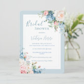 Blue Floral Hydrangea Elegant Vrijgezellenfeest Kaart (Staand voorkant)