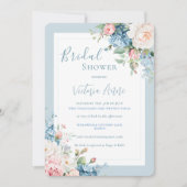 Blue Floral Hydrangea Elegant Vrijgezellenfeest Kaart (Voorkant)