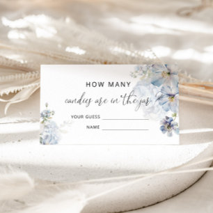 Blue floral Hydrangea raden hoeveel snoepjes Informatiekaartje