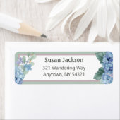 Blue Floral Hydrangea Return Address Label (Insitu)