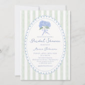 Blue Floral Hydrangea Stripes Bridal Shower Kaart (Voorkant)